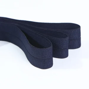 Black Fold Over Jacquard Elastic Webbing Shiny Nylon Waistband