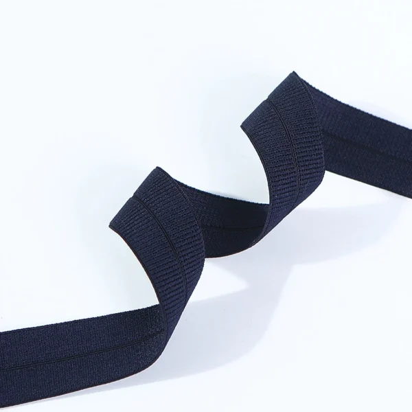 Black Fold Over Jacquard Elastic Webbing Shiny Nylon Waistband