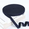Black Fold Over Jacquard Elastic Webbing Shiny Nylon Waistband