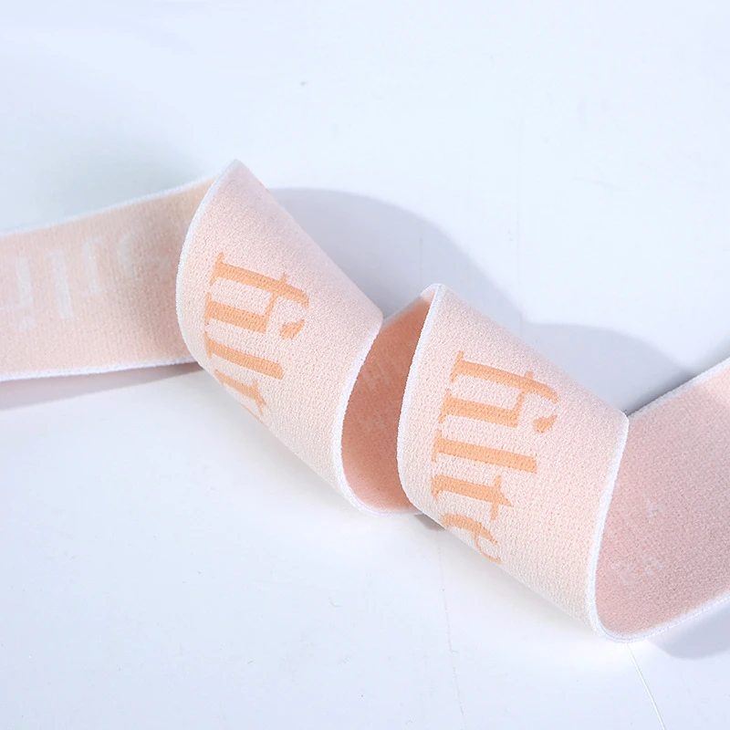 Custom logo Smooth Polyamide Pink Pre-dyed Jacquard Elastic Band 40mm Waistband Bust