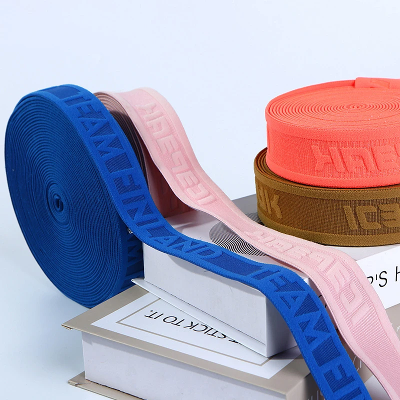 Embossed Letters Border Jacquard Logo Waistband Plush Elastic Webbing