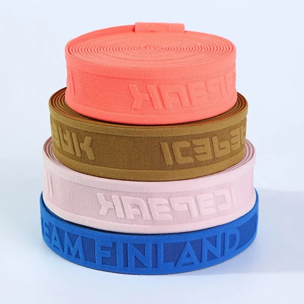 Embossed Letters Border Jacquard Logo Waistband Plush Elastic Webbing for Underwear