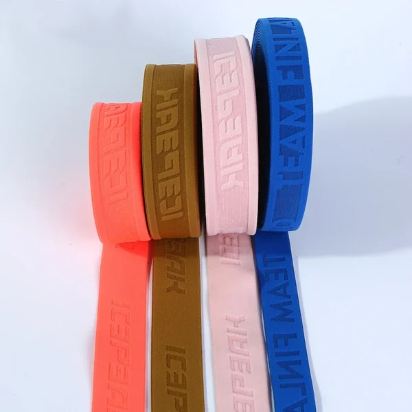 Embossed Letters Border Jacquard Logo Waistband Plush Elastic Webbing for Underwear