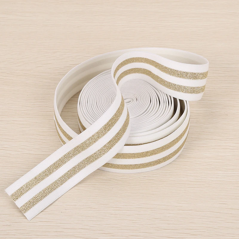 Silver Glitter Jacquard Elastic Garment Plush Elastic Webbing Band Custom Silver Glitter Jacquard Elastic