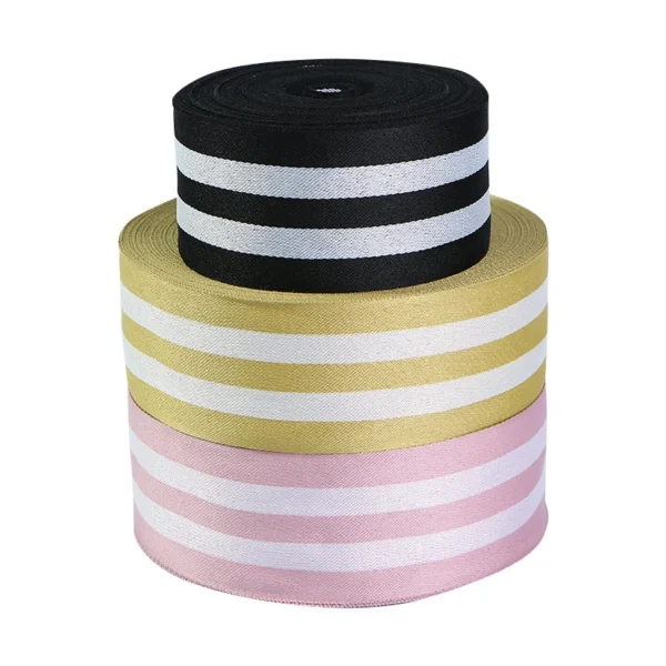 Custom Pantone color two-tone eco friendly recycled jacquard webbing tape rolls for clothing accessories